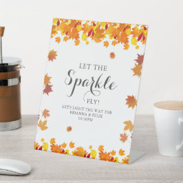 Rustikales Herbstlaub Hochzeitsschilder mit Glanz Sockelschild