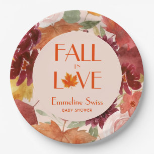 Rustikales Herbstlaub - Verliebe dich Pappteller