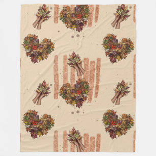 Rustikales Herbstleaves Herzmuster - Fall Vibes Fleecedecke