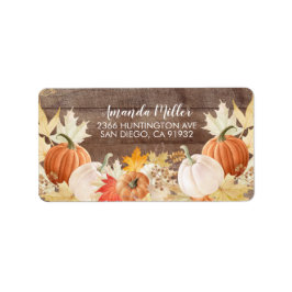 Rustikales Herbstleaves Pumpkins Rücksendeadresse- Adressaufkleber