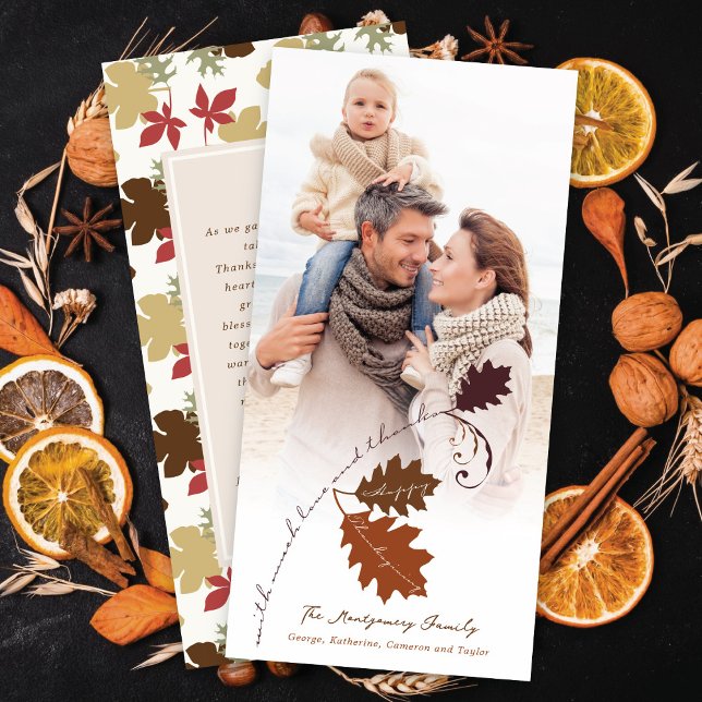 Rustikales Herbstzweig glücklich Thanksgiving-Foto Feiertagskarte (Von Creator hochgeladen)