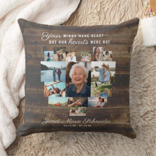 Rustikales Herz   15 Foto Collage Memorial Pillow Kissen