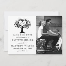 Rustikales Herz-Bäume Hochzeit Foto Save the Date