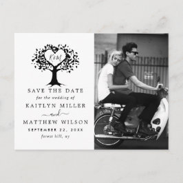 Rustikales Herz-Bäume Hochzeit Foto Save the Date Ankündigungspostkarte