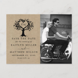 Rustikales Herz-Bäume Hochzeit Foto Save the Date Ankündigungspostkarte