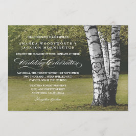 Rustikales Herz Birch Tree Hochzeitseinladungen Einladung