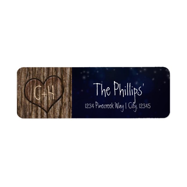 Rustikales Herz in Tree Night Address Labels gemei (Vorne)