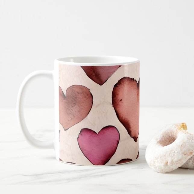 Rustikales Herz Kaffeetasse (Mit Donut)