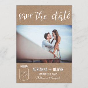 Rustikales Herz Mason Jar Save the Date Couple Fot