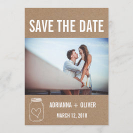 Rustikales Herz Mason Jar Save the Date Couple Fot