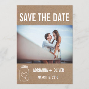 Rustikales Herz Mason Jar Save the Date Couple Fot