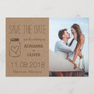 Rustikales Herz MasonJar Save the Date Paar Foto 3