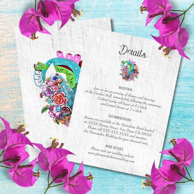 Rustikales Herz mexikanische Hochzeitdetails RSVP Karte (Von Creator hochgeladen)
