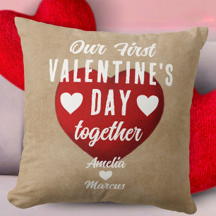 Rustikales Herz - unser erster Valentinstag Kissen