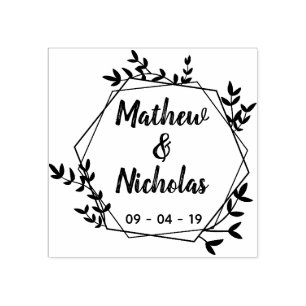 Rustikales Hexagon-Blätter Save the Date Gummistempel