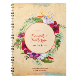 Rustikales Hibiskus Tropical Wedbook Notizblock