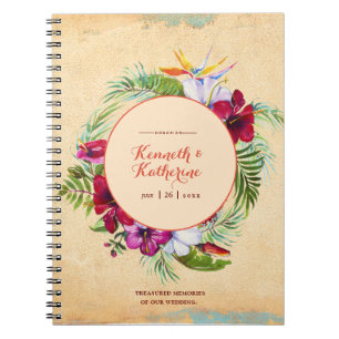 Rustikales Hibiskus Tropical Wedbook Notizblock