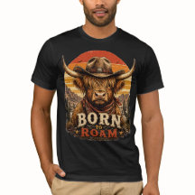 Rustikales Highland-Kuh-Cowboy-Wüsten-Sonnenunterg