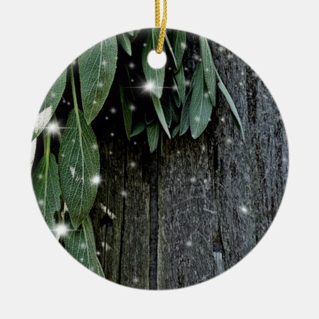 Rustikales Hinterhofholz und Salbei | Landcharakte Keramik Ornament (Vorne)