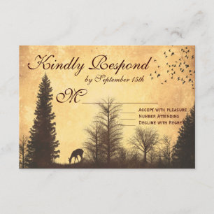 Rustikales Hirsch in Bäumen Land Hochzeitskarten RSVP Karte