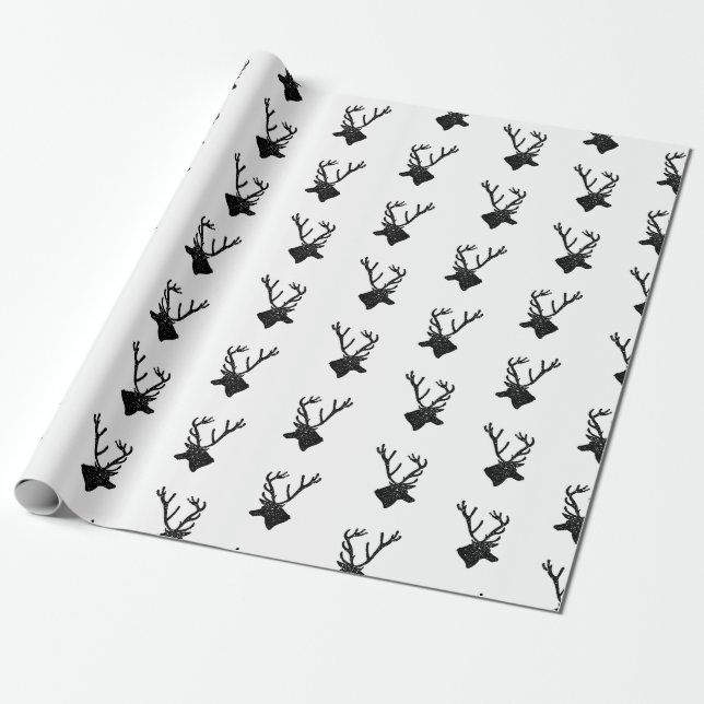 Rustikales Hirsch mit Antlern Silhouetten CUSTOM F Geschenkpapier (Ungerollt)