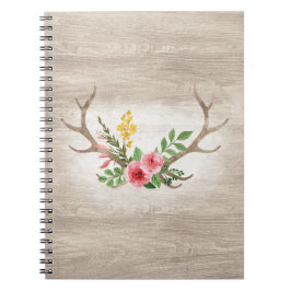 Rustikales Hirschantler Bohemisches Blumenwald Notizblock