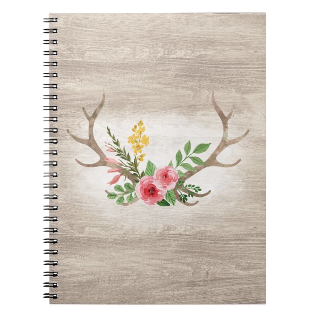 Rustikales Hirschantler Bohemisches Blumenwald Notizblock (Vorderseite)