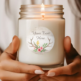 Rustikales Hirschantler Bohemisches Blumenwald Runder Aufkleber