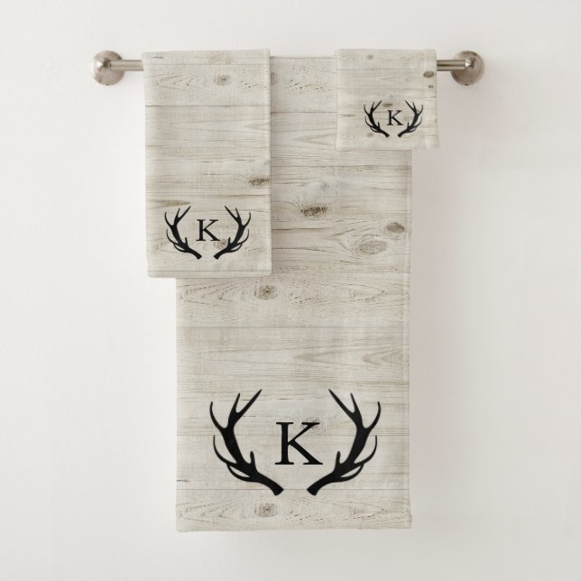 Rustikales Hirschgewächshaus Mit Monogramm Badhandtuch Set (Insitu)