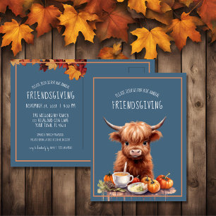 Rustikales Hochland Kuh Friendsgiving Einladung Po Postkarte