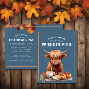 Rustikales Hochland Kuh Friendsgiving Einladung Po Postkarte