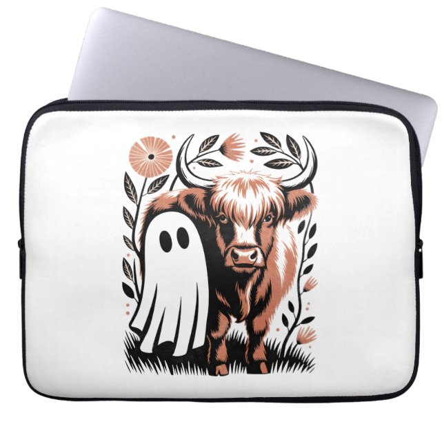 Rustikales Hochland-Kuh Ghost Halloween Laptopschutzhülle (Vorderseite)
