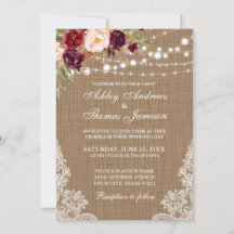 Rustikales Hochzeitburlap Lights Lace Floral laden