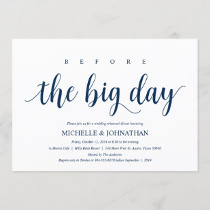 Rustikales Hochzeitessen, Probe Navy Blue Einladung