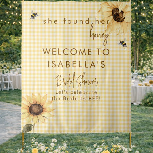 Rustikales Hochzeitsempfangsschild aus Stoff für B Wandteppich