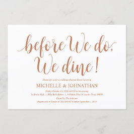 Rustikales Hochzeitsessen, Probe, Kupferfarbe Einladung