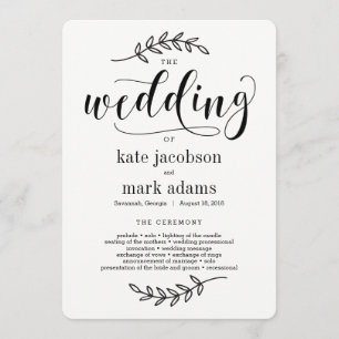 Rustikales Hochzeitsfeierungsprogramm Programm