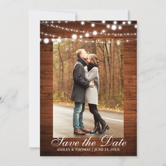 Rustikales Hochzeitsholz Save the Date (Vorderseite)