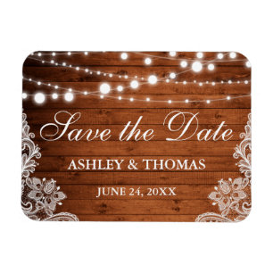 Rustikales Hochzeitsholz Save the Date Magnet