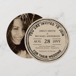 Rustikales Hochzeitsinvestitions-Briefmarke-Foto Einladung