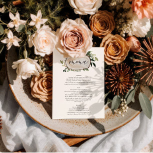 Rustikales Hochzeitsmenü mit Blumenkost und Staffe