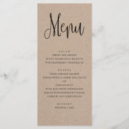 Rustikales Hochzeitsmenü. Speisekarte mit modernen Menükarte