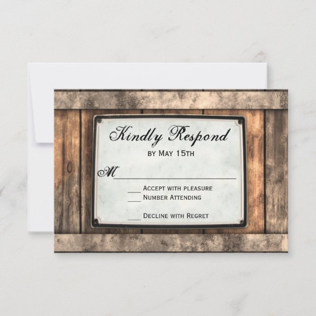 Rustikales Hochzeitspanorchester für Holz RSVP Karte (Vorderseite)