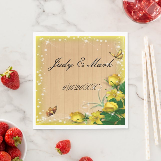 Rustikales Hochzeitspapier aus Holz Serviette (Beispiel)