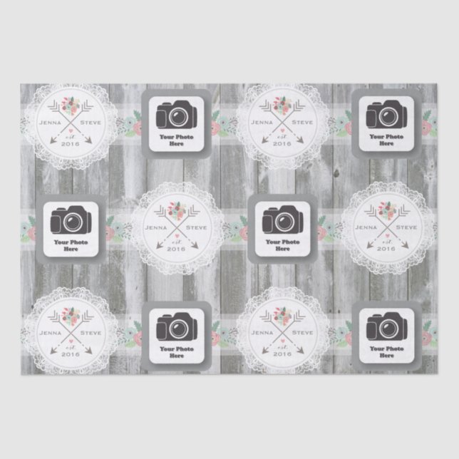 Rustikales Hochzeitspapier Seidenpapier (Vorderseite)