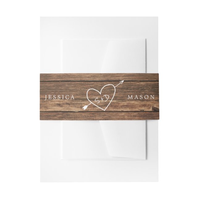 Rustikales Hochzeitspazierenband Einladungsbanderole (Vorderseite Beispiel)