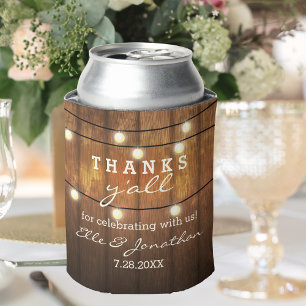 Rustikales Hochzeitspazierenlicht Danke Y'all Dosenkühler
