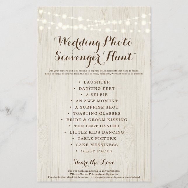 Rustikales Hochzeitspazierspiel Foto Scavenger Hun Flyer (Vorne)