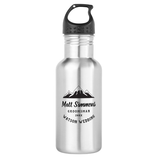 Rustikales Hochzeitspenden Trauzeuge Moderne Coole Edelstahlflasche (Vorderseite)