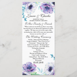 Rustikales Hochzeitsprogramm Anemone Wasserfarbe B Programm